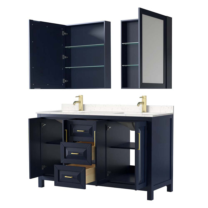 Daria 60 Inch Double Bathroom Vanity in Dark Blue - 24