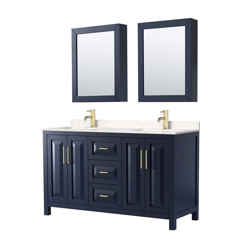 Daria 60 Inch Double Bathroom Vanity in Dark Blue - 23