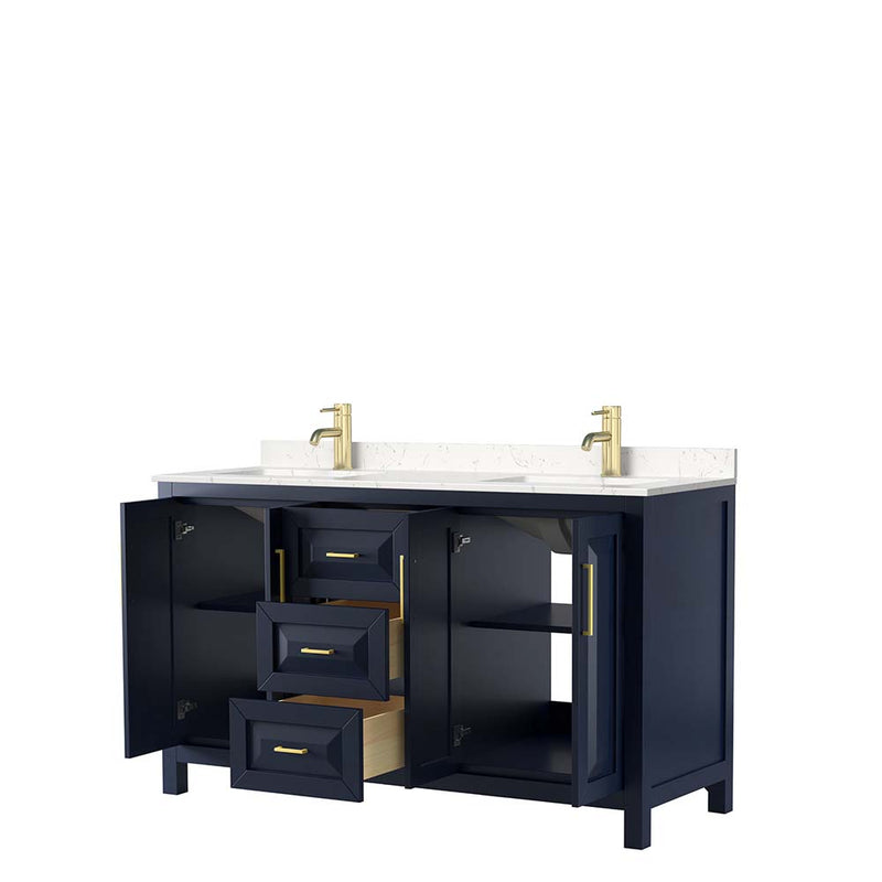 Daria 60 Inch Double Bathroom Vanity in Dark Blue - 10