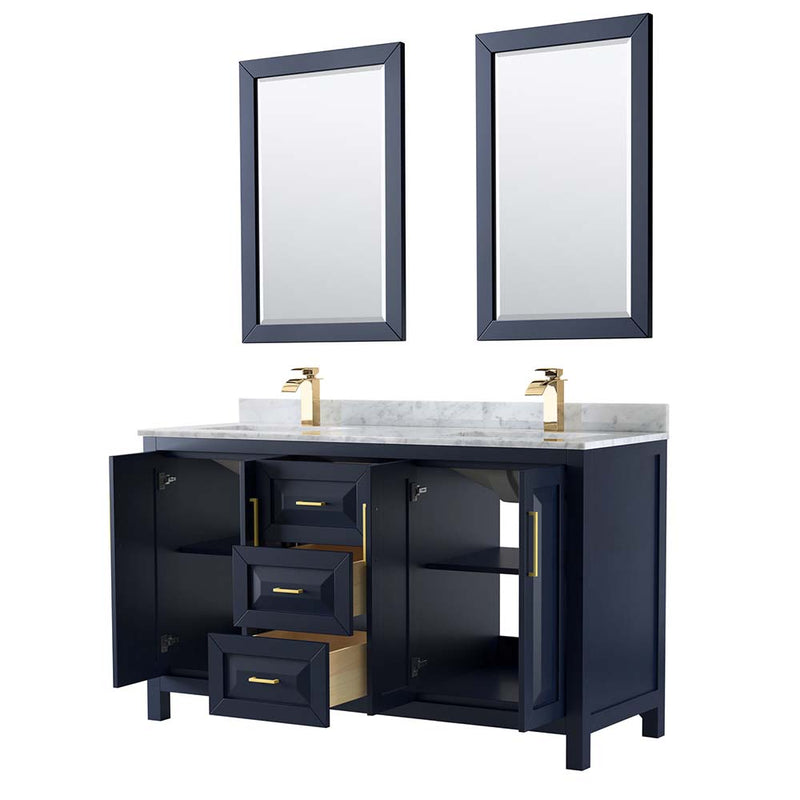 Daria 60 Inch Double Bathroom Vanity in Dark Blue - 34