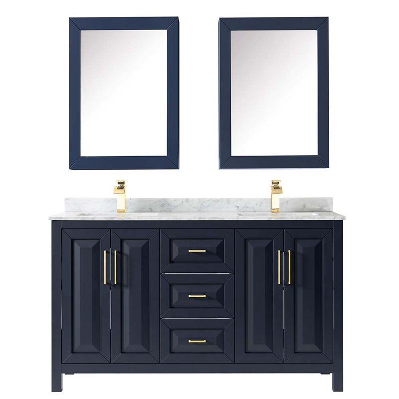 Daria 60 Inch Double Bathroom Vanity in Dark Blue - 45