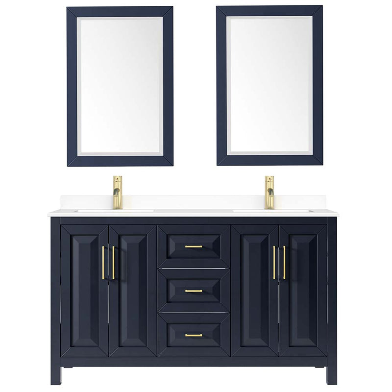 Daria 60 Inch Double Bathroom Vanity in Dark Blue - 55