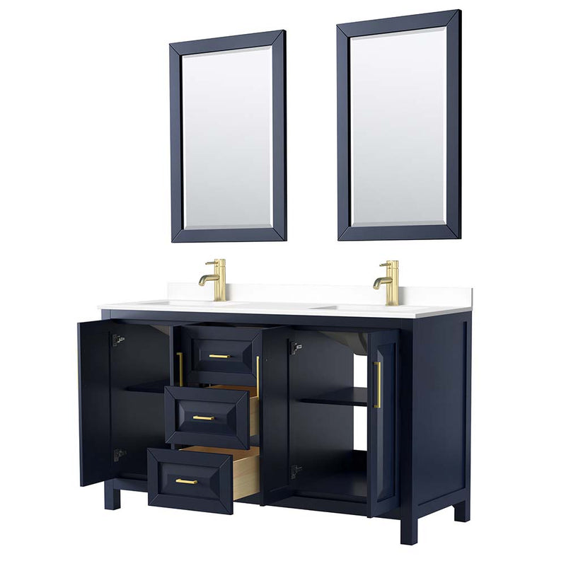 Daria 60 Inch Double Bathroom Vanity in Dark Blue - 54