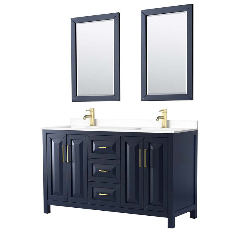 Daria 60 Inch Double Bathroom Vanity in Dark Blue - 53