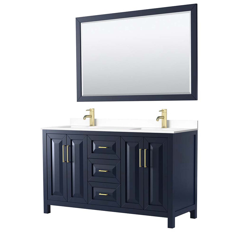 Daria 60 Inch Double Bathroom Vanity in Dark Blue - 58