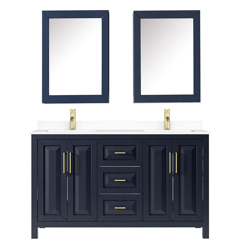 Daria 60 Inch Double Bathroom Vanity in Dark Blue - 65