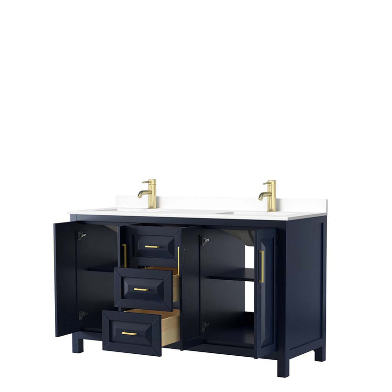 Daria 60 Inch Double Bathroom Vanity in Dark Blue - 50