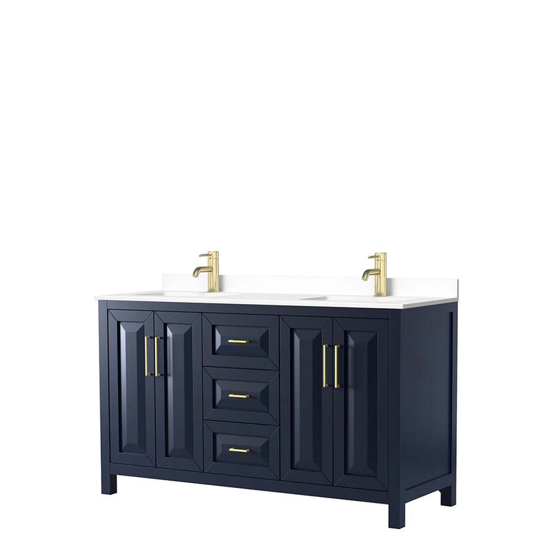 Daria 60 Inch Double Bathroom Vanity in Dark Blue - 49