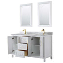 Daria 60 Inch Double Bathroom Vanity in White - Brushed Gold Trim - 33