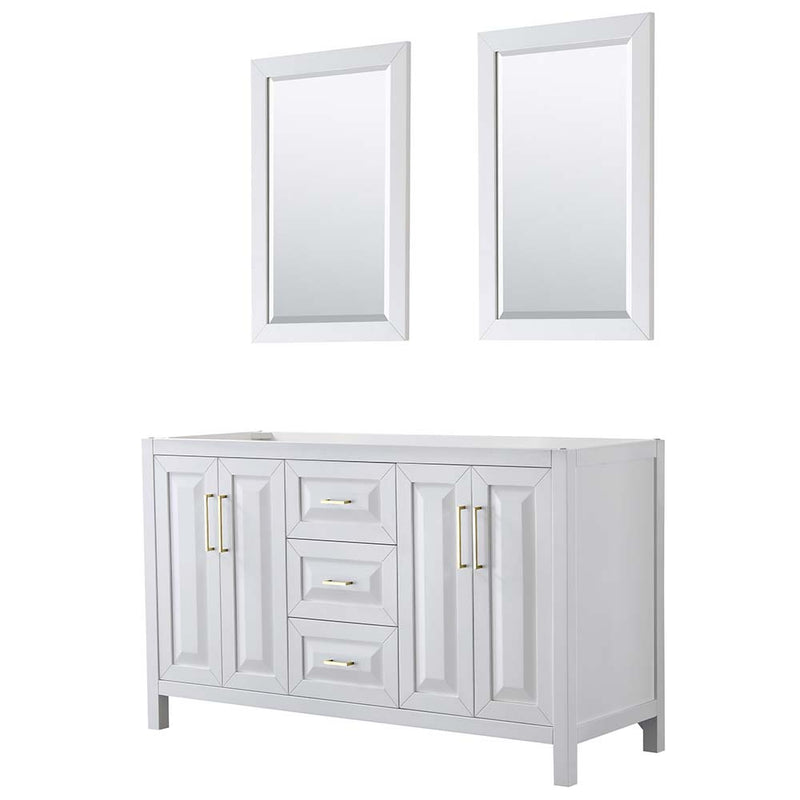 Daria 60 Inch Double Bathroom Vanity in White - Brushed Gold Trim - 2