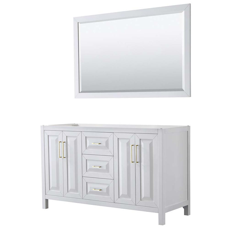 Daria 60 Inch Double Bathroom Vanity in White - Brushed Gold Trim - 4