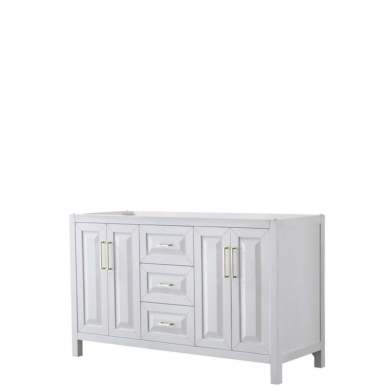 Daria 60 Inch Double Bathroom Vanity in White - Brushed Gold Trim