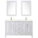 Daria 60 Inch Double Bathroom Vanity in White - Brushed Gold Trim - 53