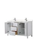 Daria 60 Inch Double Bathroom Vanity in White - Polished Chrome Trim - 11