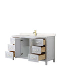 Daria 60 Inch Single Bathroom Vanity in White - Brushed Gold Trim - 5
