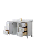 Daria 60 Inch Single Bathroom Vanity in White - Brushed Gold Trim - 14