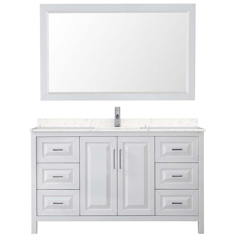 Daria 60 Inch Single Bathroom Vanity in White - Polished Chrome Trim - 10