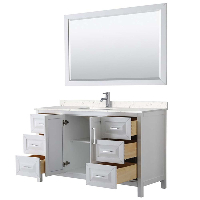 Daria 60 Inch Single Bathroom Vanity in White - Polished Chrome Trim - 9