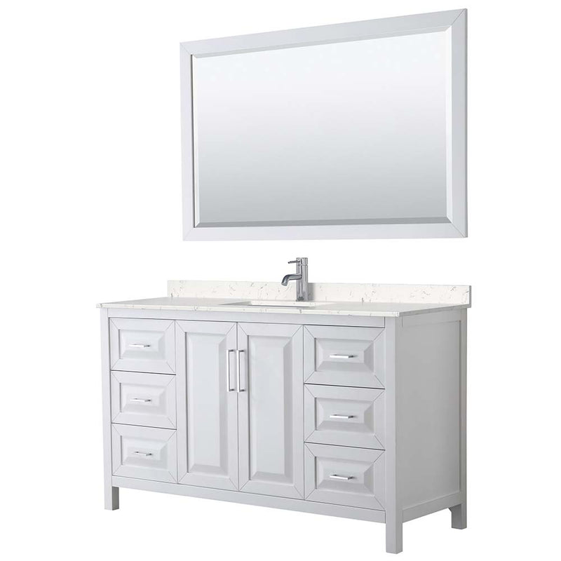 Daria 60 Inch Single Bathroom Vanity in White - Polished Chrome Trim - 8