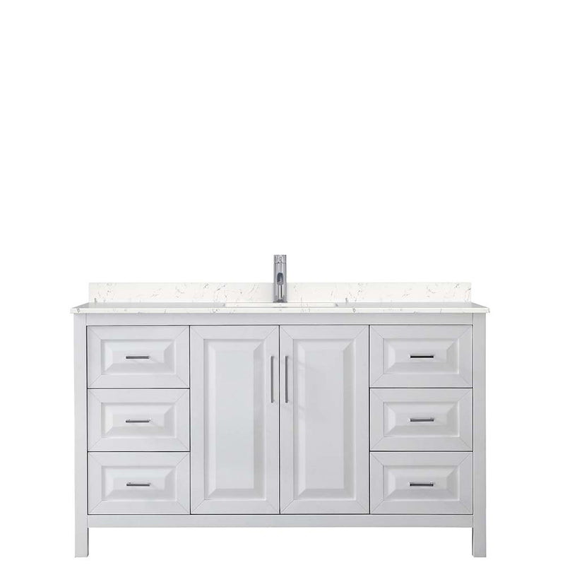 Daria 60 Inch Single Bathroom Vanity in White - Polished Chrome Trim - 6