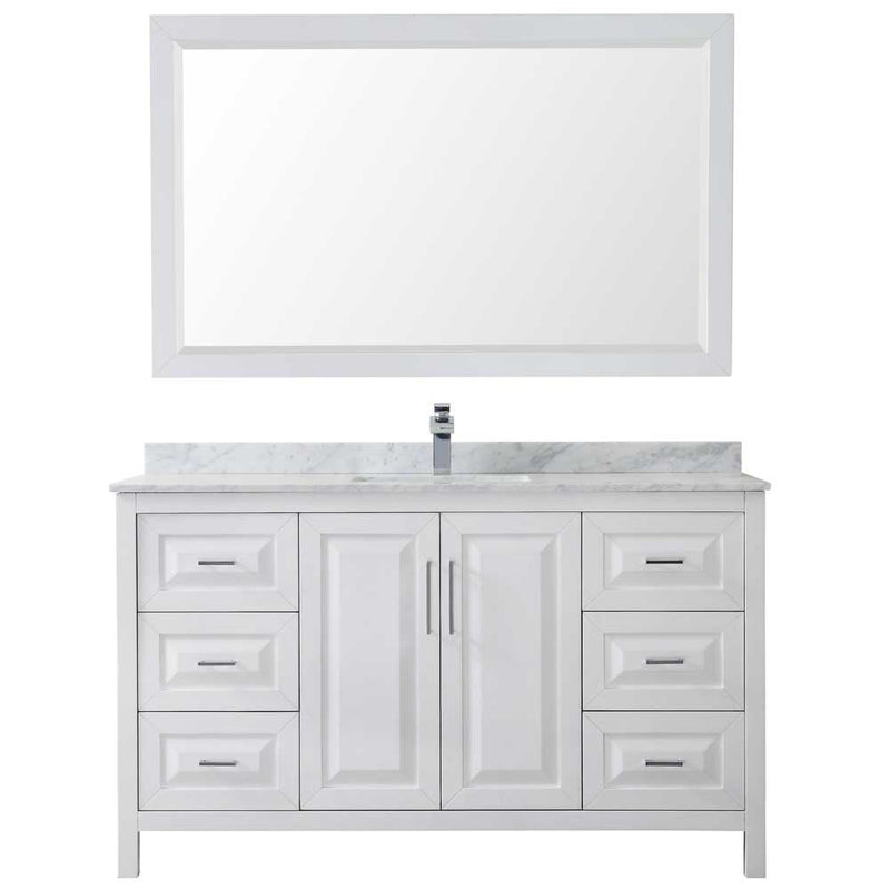 Daria 60 Inch Single Bathroom Vanity in White - Polished Chrome Trim - 19