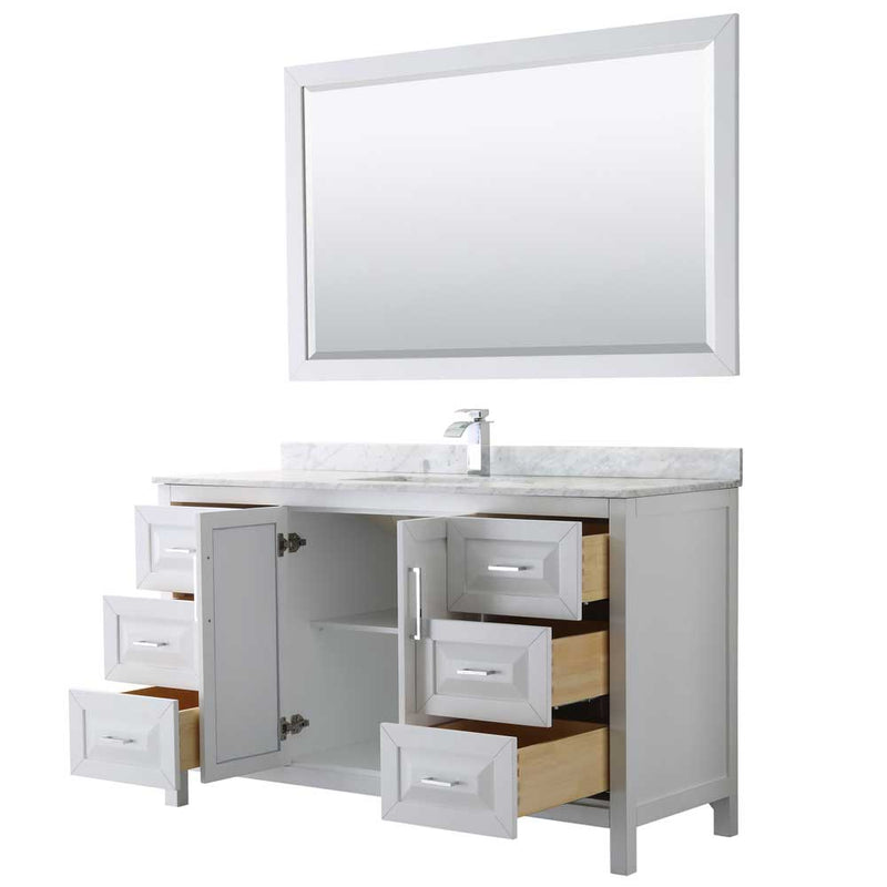 Daria 60 Inch Single Bathroom Vanity in White - Polished Chrome Trim - 18