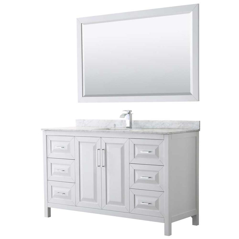 Daria 60 Inch Single Bathroom Vanity in White - Polished Chrome Trim - 17