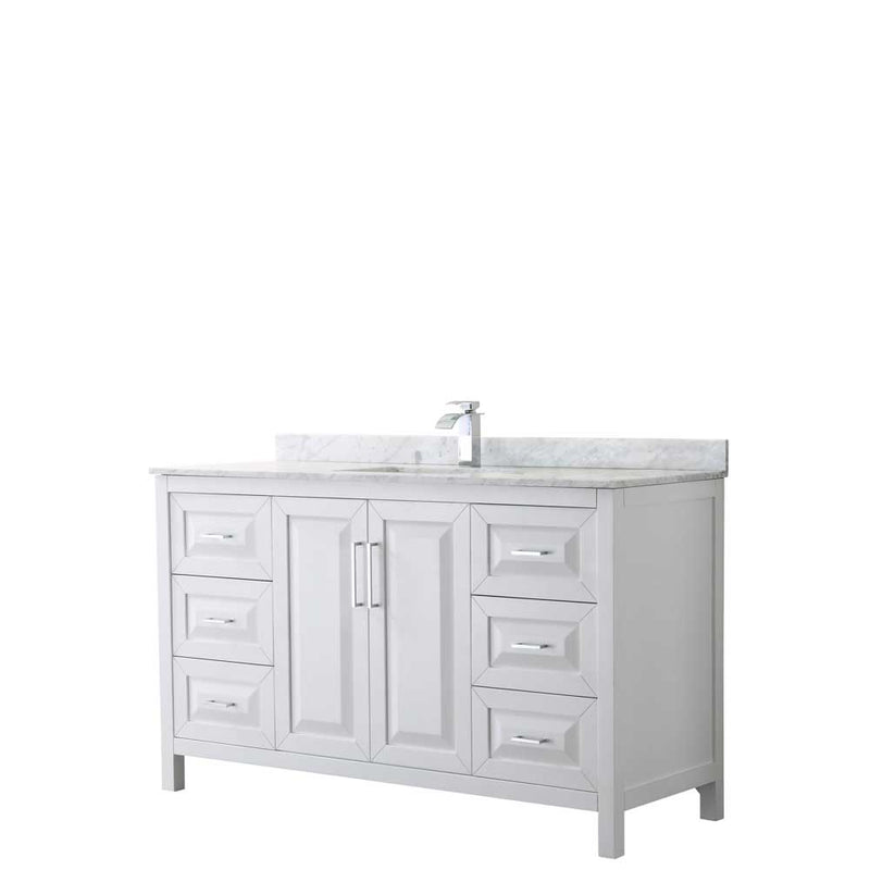 Daria 60 Inch Single Bathroom Vanity in White - Polished Chrome Trim - 13