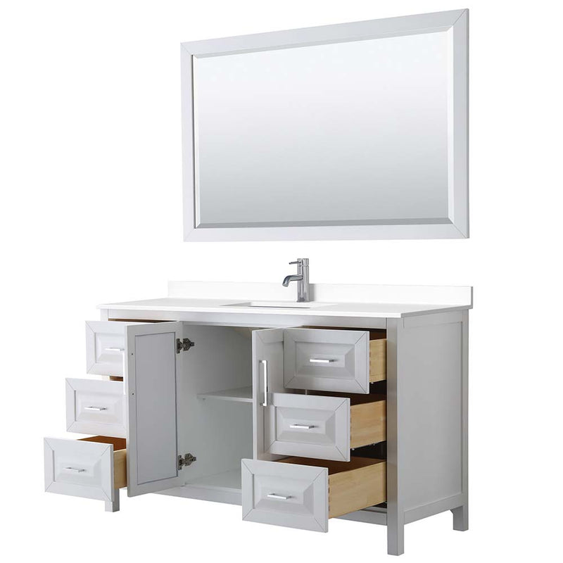 Daria 60 Inch Single Bathroom Vanity in White - Polished Chrome Trim - 27