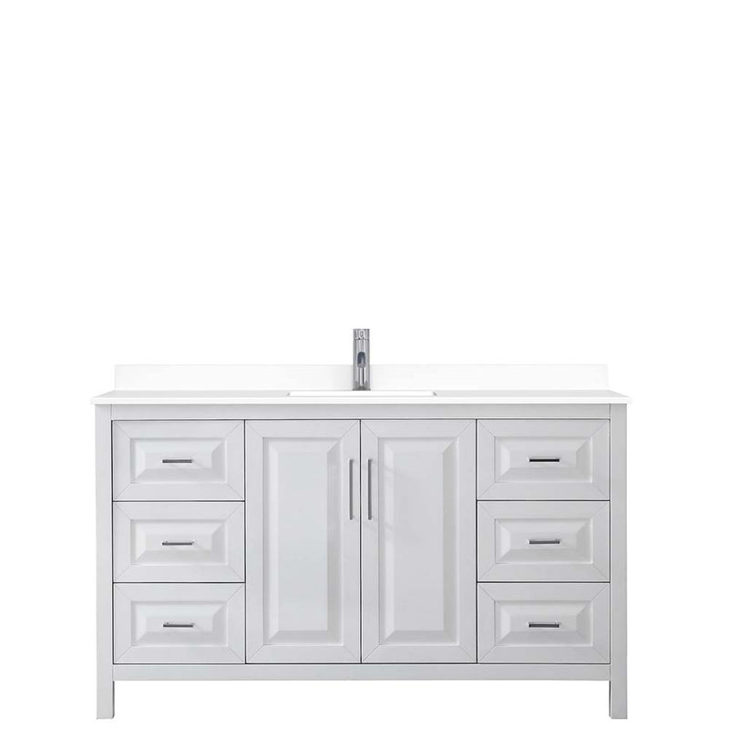 Daria 60 Inch Single Bathroom Vanity in White - Polished Chrome Trim - 24