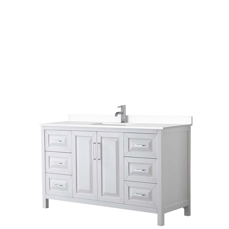 Daria 60 Inch Single Bathroom Vanity in White - Polished Chrome Trim - 22