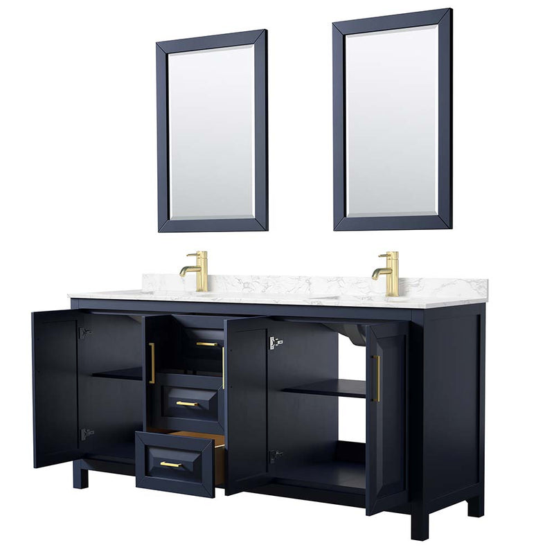 Daria 72 Inch Double Bathroom Vanity in Dark Blue - 14