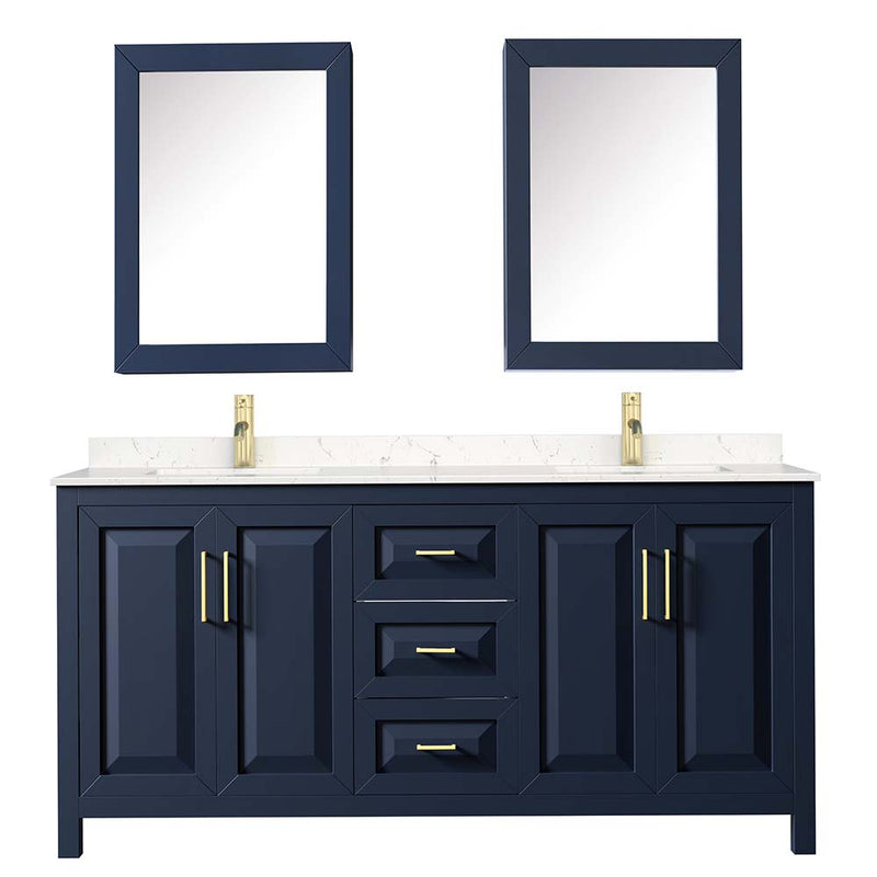 Daria 72 Inch Double Bathroom Vanity in Dark Blue - 45