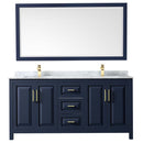 Daria 72 Inch Double Bathroom Vanity in Dark Blue - 60