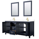 Daria 72 Inch Double Bathroom Vanity in Dark Blue - 74