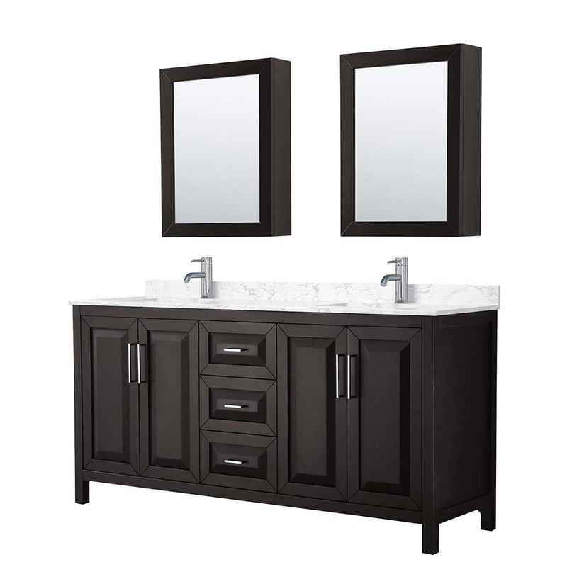 Daria 72 Inch Double Bathroom Vanity in Dark Espresso - 24