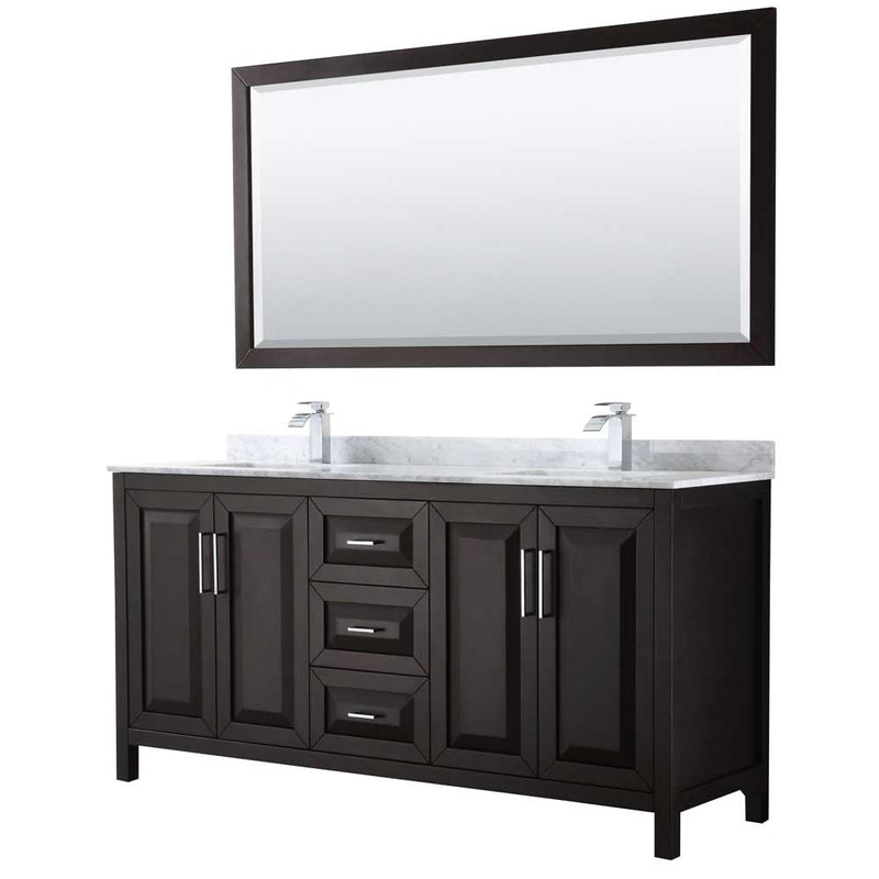 Daria 72 Inch Double Bathroom Vanity in Dark Espresso - 59
