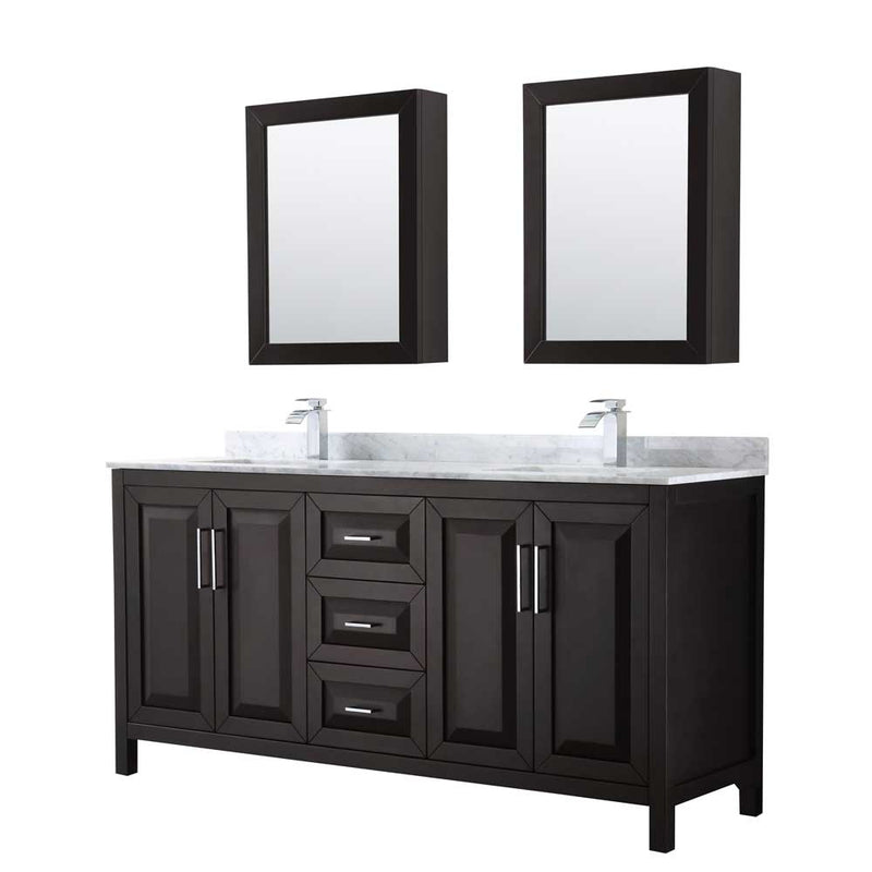 Daria 72 Inch Double Bathroom Vanity in Dark Espresso - 64