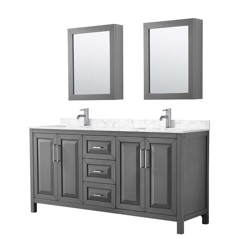 Daria 72 Inch Double Bathroom Vanity in Dark Gray - 24