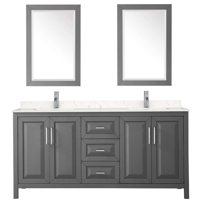 Daria 72 Inch Double Bathroom Vanity in Dark Gray - 36