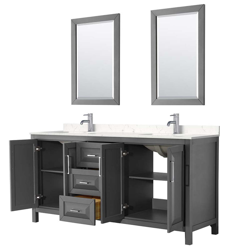 Daria 72 Inch Double Bathroom Vanity in Dark Gray - 35