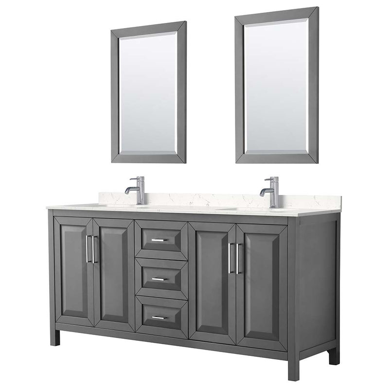 Daria 72 Inch Double Bathroom Vanity in Dark Gray - 34