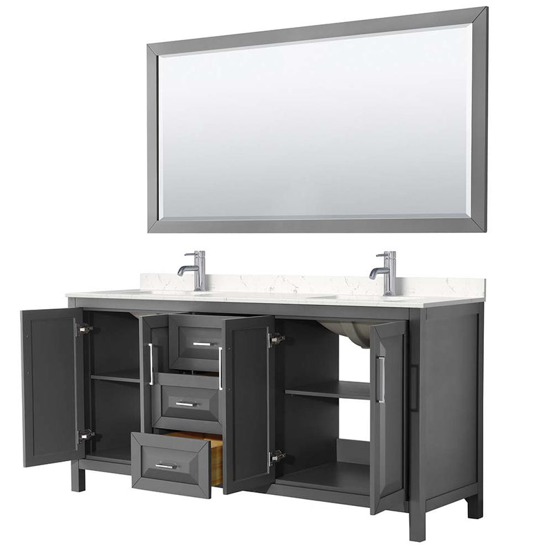 Daria 72 Inch Double Bathroom Vanity in Dark Gray - 40