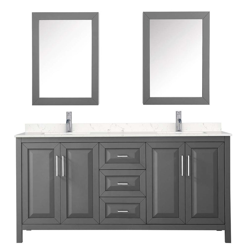 Daria 72 Inch Double Bathroom Vanity in Dark Gray - 46