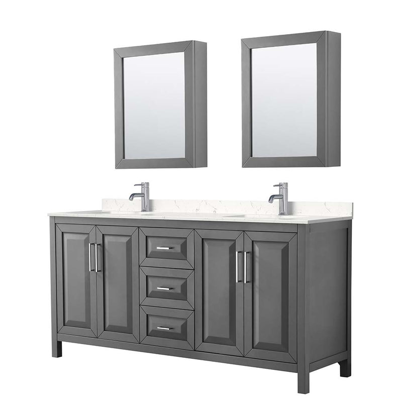 Daria 72 Inch Double Bathroom Vanity in Dark Gray - 44