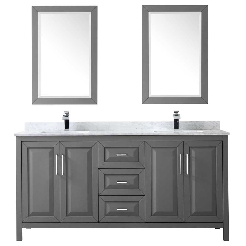 Daria 72 Inch Double Bathroom Vanity in Dark Gray - 56