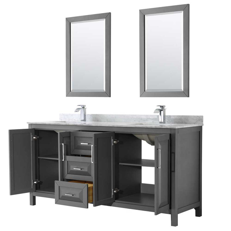 Daria 72 Inch Double Bathroom Vanity in Dark Gray - 55