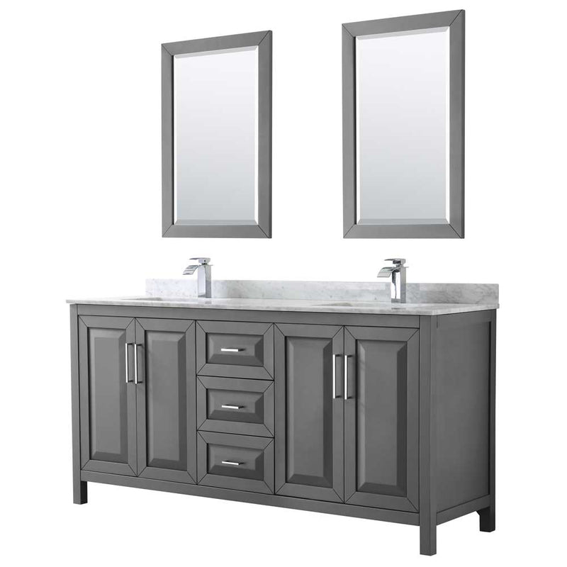 Daria 72 Inch Double Bathroom Vanity in Dark Gray - 54