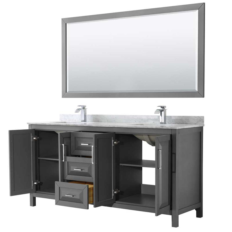 Daria 72 Inch Double Bathroom Vanity in Dark Gray - 60