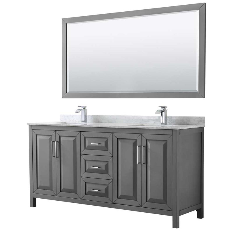 Daria 72 Inch Double Bathroom Vanity in Dark Gray - 59